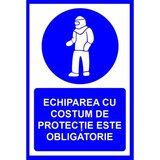Placuta pentru echiparea cu costum de protectie